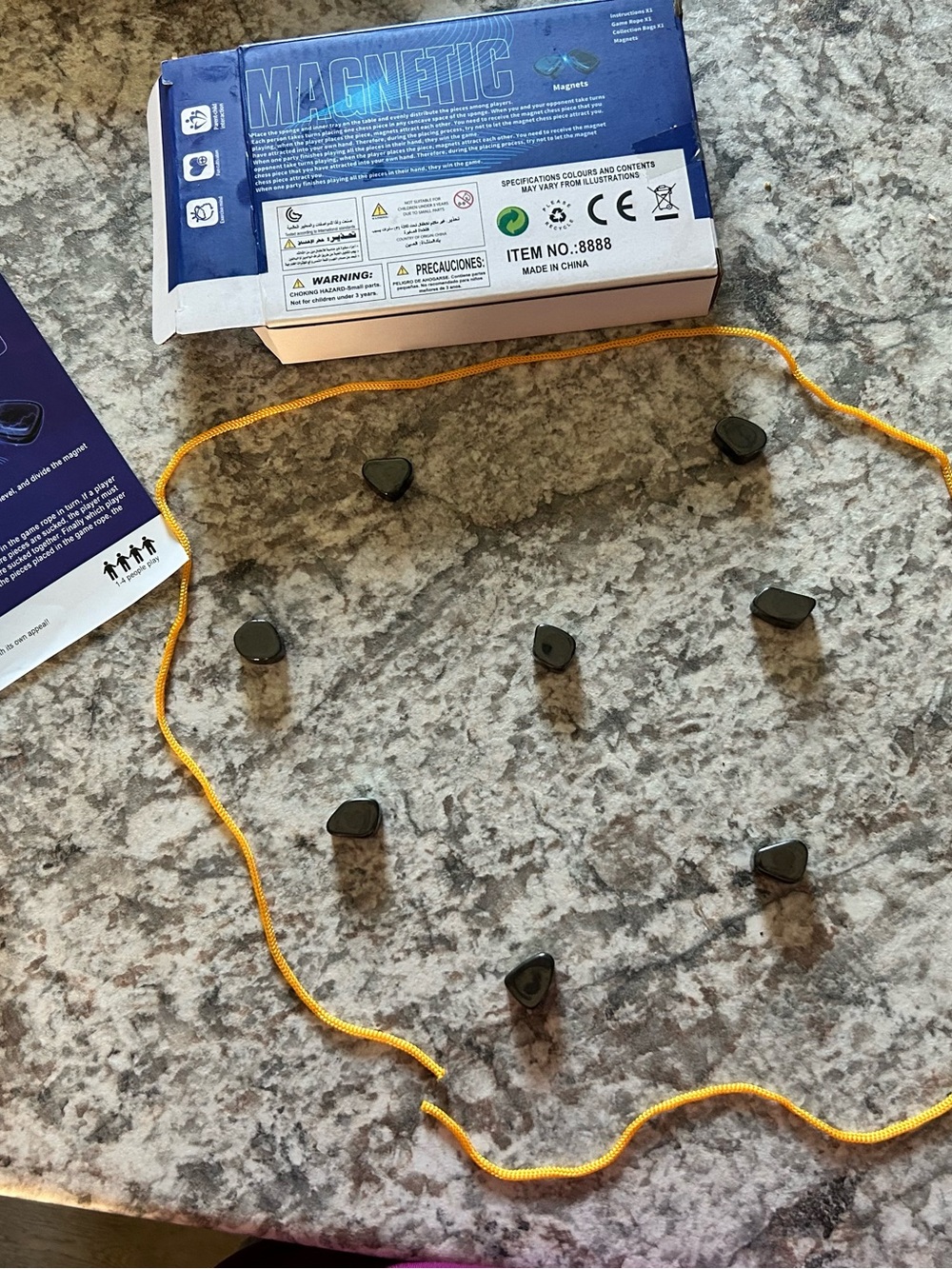 Magnetic Chess/Puzzle Game Set with Yellow Cord